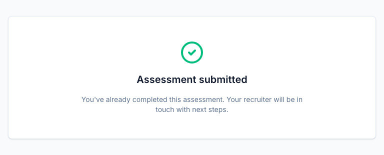 Assessment engine — candidate side. Landing page shows section breakdown, total time limit, scoring notes, and the accommodation-request link. The candidate sees exactly what they're walking into before they click Begin assessment.